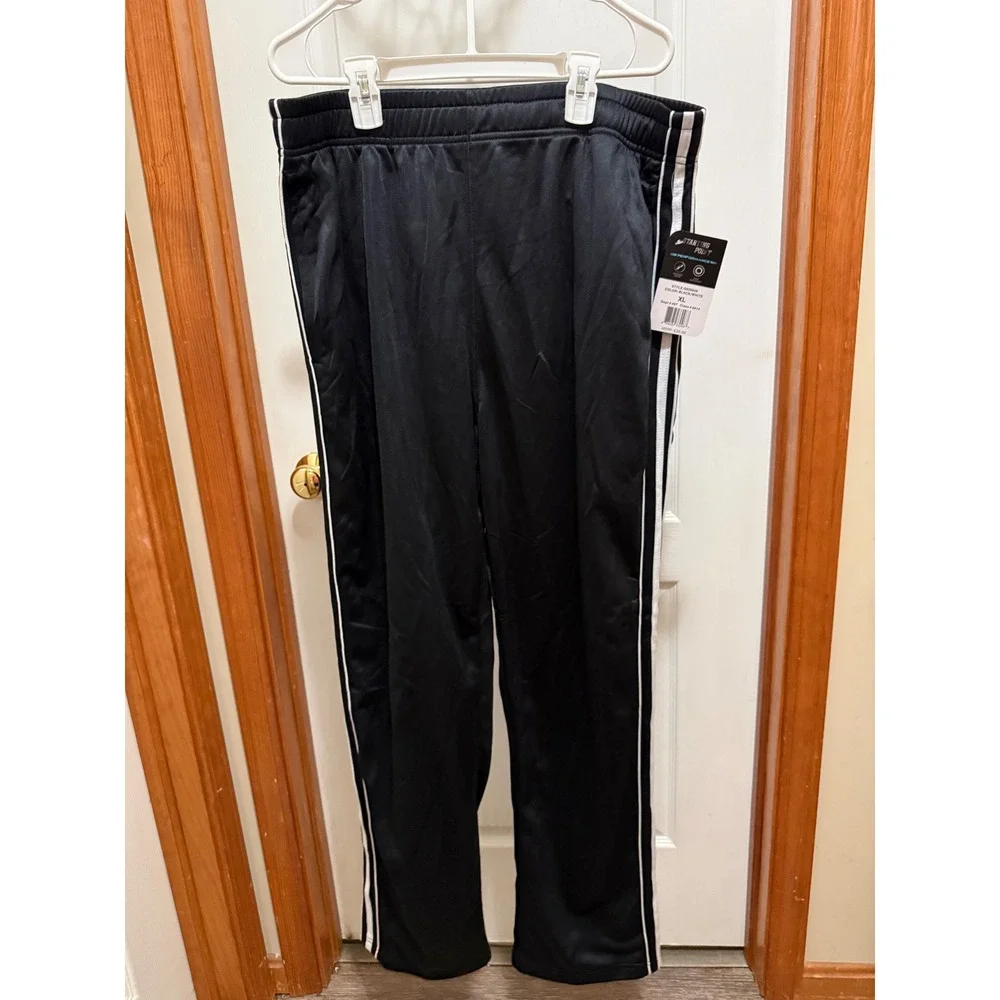 Starting Point Mens Track Pants XL Black White Side Stripe Athletic Joggers NEW